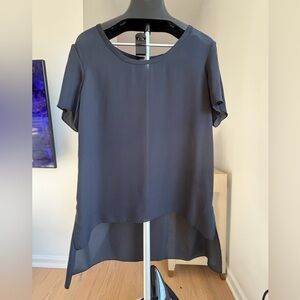 Black Short Sleeve Tunic Blouse